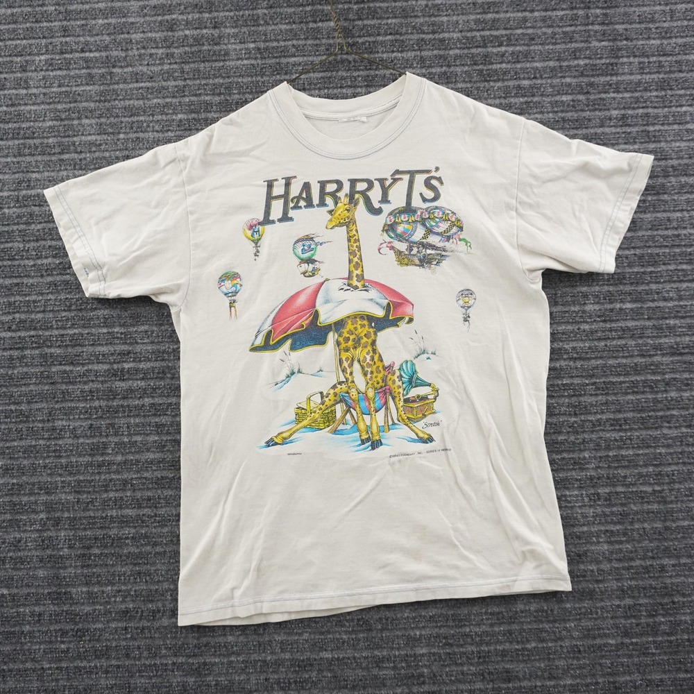 Vintage 90s Harry Ts T-Shirt Mens XL Cream Destin Yacht Club Giraffe Graphic